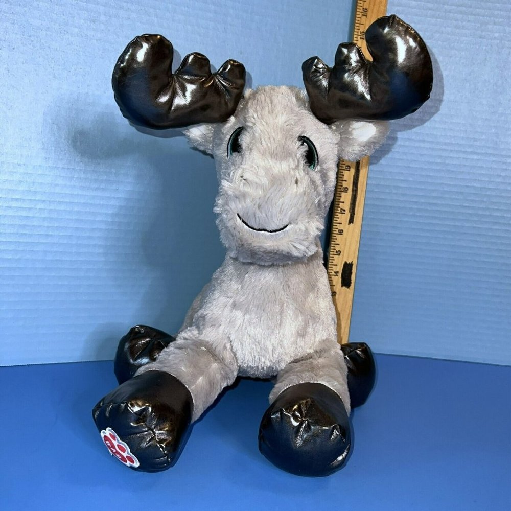 Build A Bear Merry Missio Gray Silver Gust Moose 15" Plush Reindeer BAB 2018